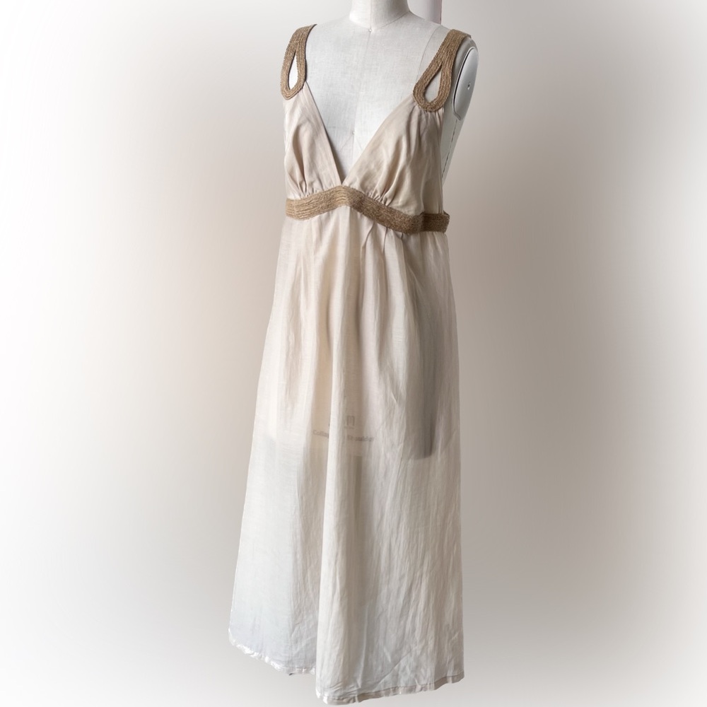 💯 SILK and cotton Sun Dress Natural M/L
